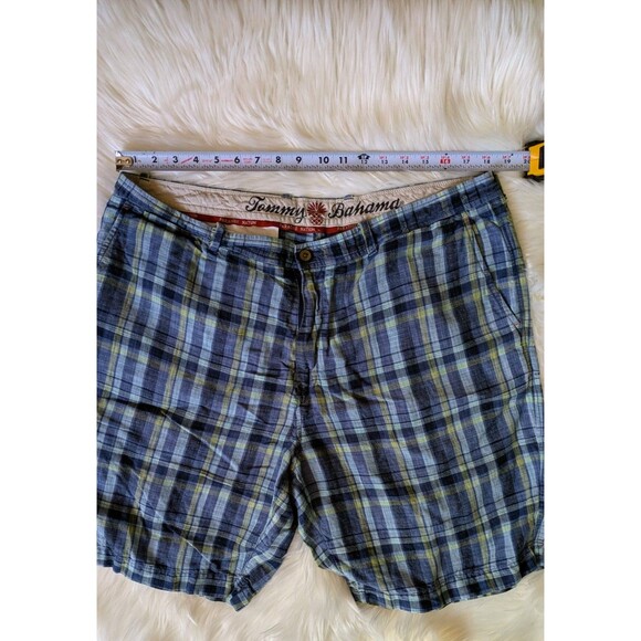 Tommy Bahama Men’s Plaid Shorts Size 40 Blue Green Linen Blend Casual Summer - Picture 6 of 10